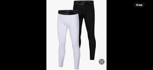 Runhit Boys Compression Leggings, Youth Athletic Tights X 2 Sz M